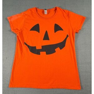 Youth Large Halloween Pumpkin Jack O Lantern Orange Graphic Tee Shirt Field Trip